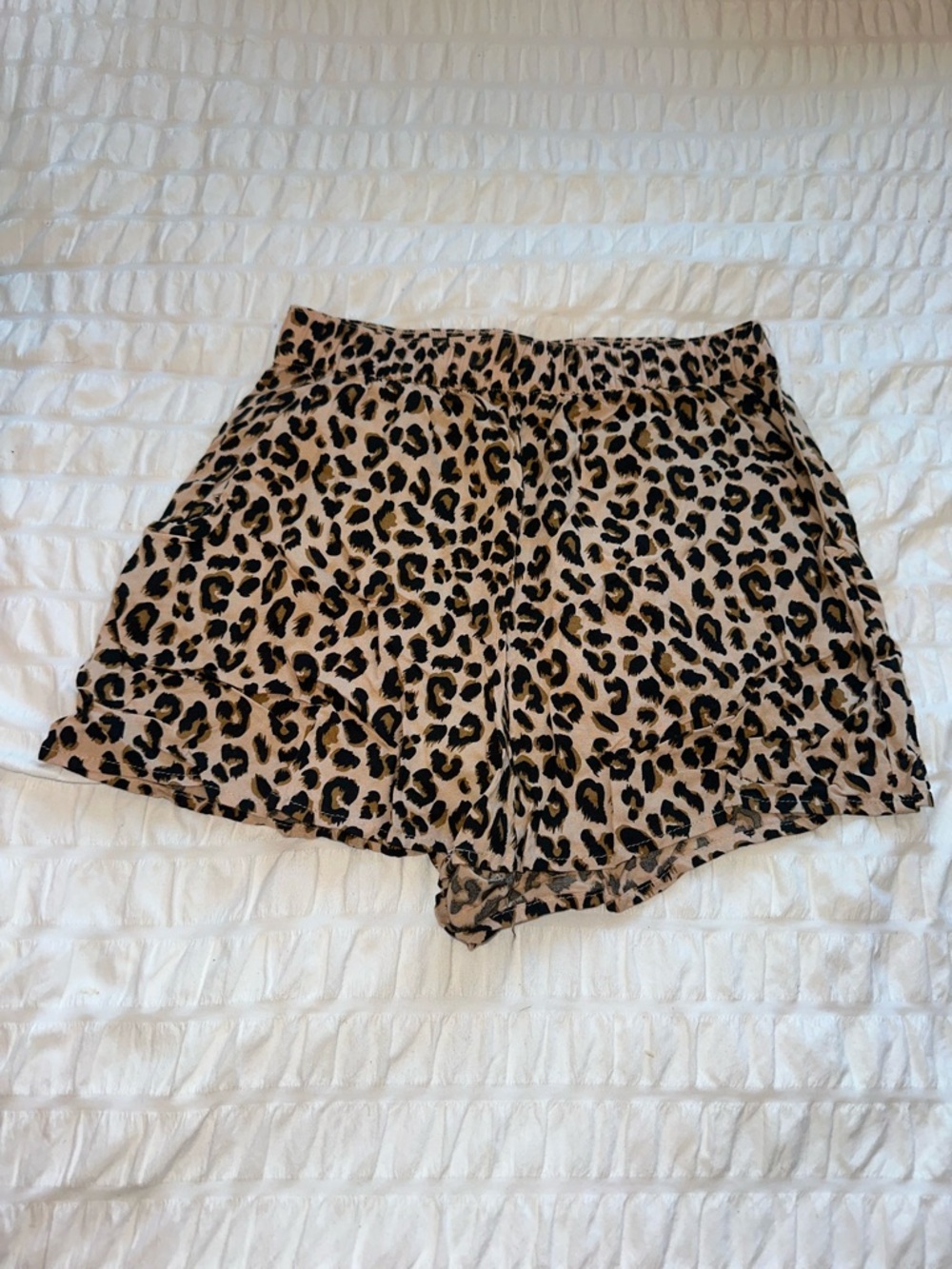 H&M Leopard Print High Waist Shorts - Tan & Black